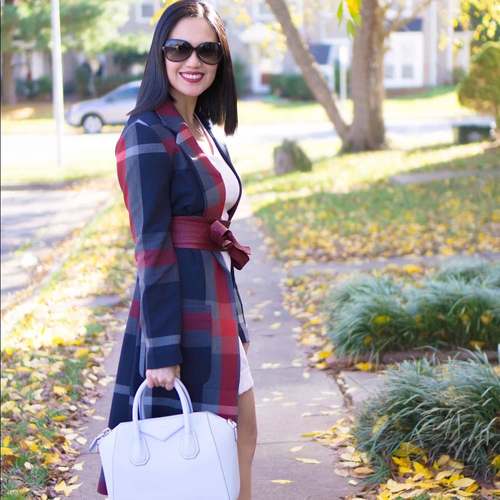 EXPRESS PLAID CAR COAT JACKET WITH PATCH POCKETS